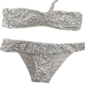Valimare Bikini Womens Medium Salinas White Grey Leopard Animal Print Luxury